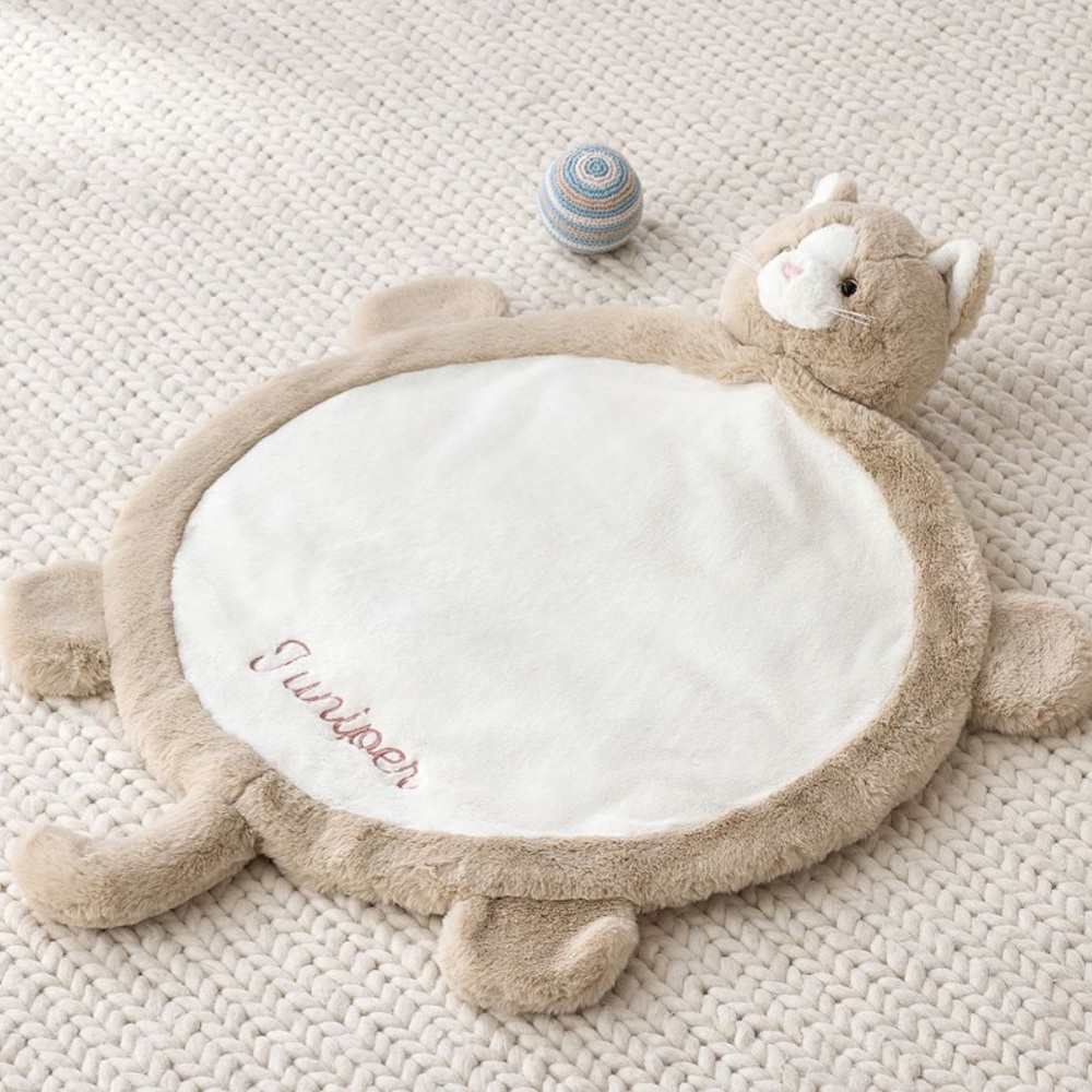 NWT Pottery Barn Kids Juniper Cat Fur Plush Playmat